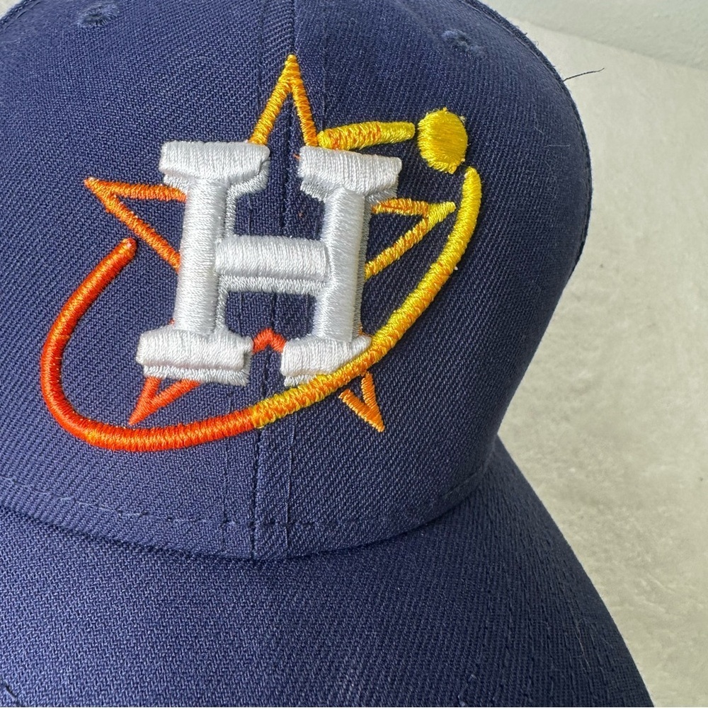 New Era Navy Blue Hat with White and Orange Logo Fitted 7.5 - Picture 12 of 12
